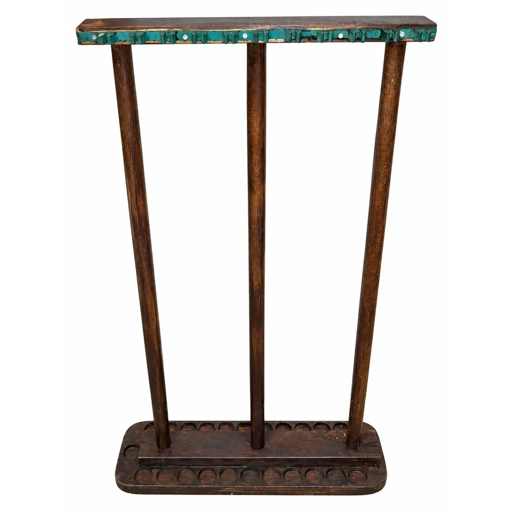 Vintage Wood Fishing Rod Rack Stand 3-Post Floor Display Holder 34